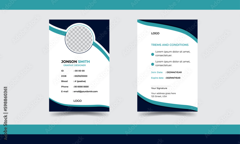 Fototapeta premium Modern and minimalist corporate ID card template Design for your company, School and College.