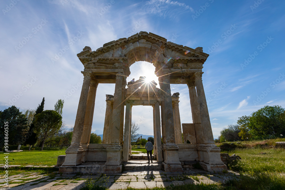 Aydın, TURKEY, May 1, 2023: Afrodisias Ancient city. (Aphrodisias). The common name of many ancient cities dedicated to the goddess Aphrodite. The most famous of cities called Aphrodisias. 
