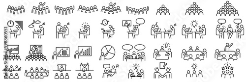 Set of office worker icons perfect for business presentations photo