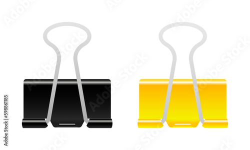 Office clip. Flat, color, set of office clothespins. Vector icon.