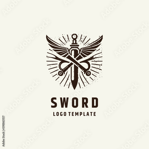 Sword logo design vector illustration