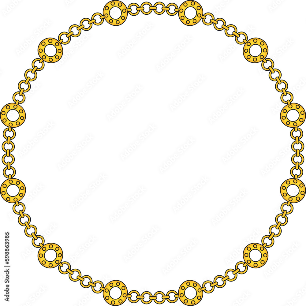 Round Chain frame. Circle chains border. Boho bracelet Round Chain frame. Circle chains border. Boho bracelet