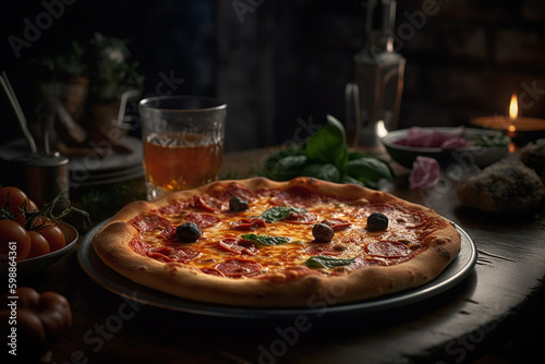 - pizza with tomatoes and orange juice generative ai