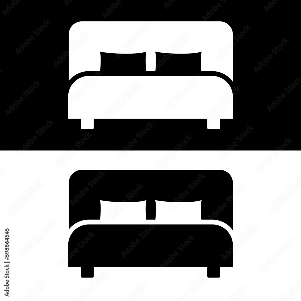 black and white bed icon