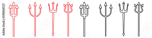 Trident devil icon vector set. pitchfork illustration sign collection. hell symbol.