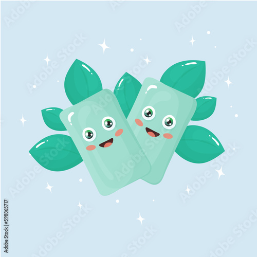 Mint flavor chewing cute cartoon gum