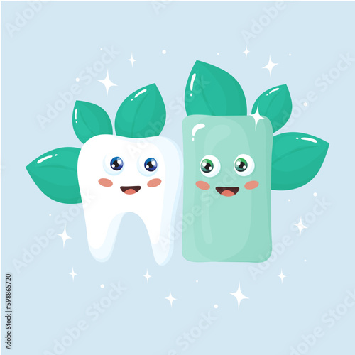 Mint flavor chewing gum with tooth