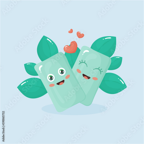 Mint flavor chewing gum with hearts
