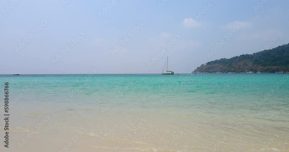 Phuket Thailand Sea Beach. Beautiful beach space area wipeout tourist no people on beach. High quality footage 4K ProRes422 Phuket Thailand Sea Beach. Beautiful beach space area wipeout tourist no people on beach. High quality footage 4K ProRes422