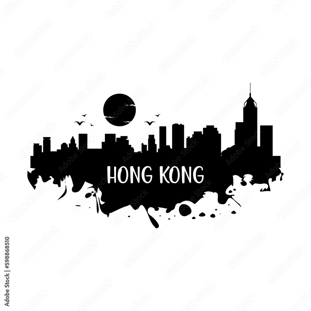 Hong Kong Skyline Silhouette