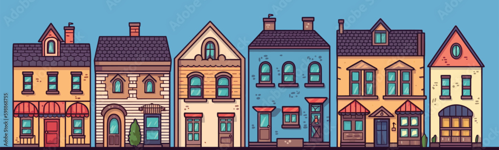 Street of buildings background vector illustration