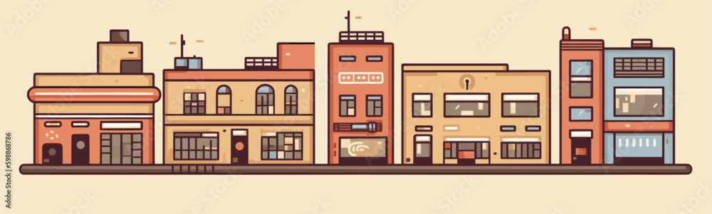 Street of buildings background vector illustration