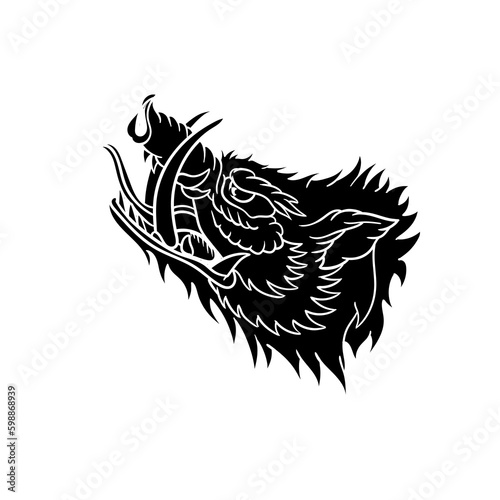 Hand drawn illustration of Wild boar silhouette