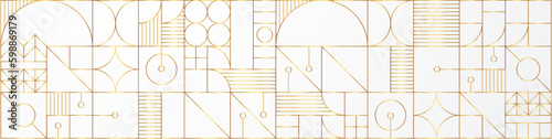 White gold Geometric pattern. Modern abstract bauhaus seamless background