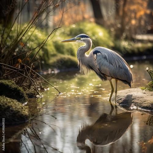 Heron by the stream