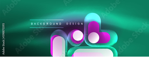 Neon circle abstract background. Template for wallpaper, banner, presentation, background