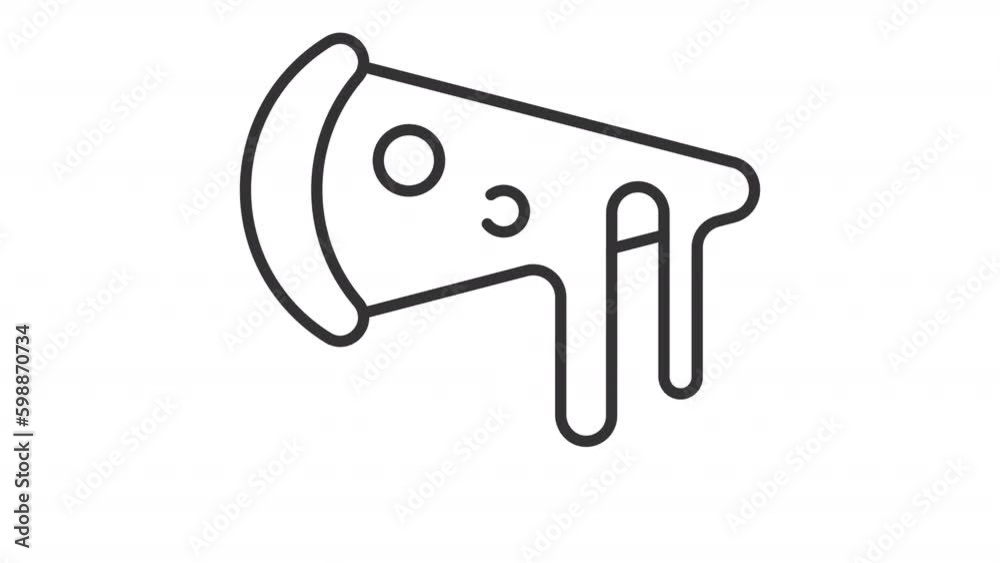 Animated pizza slice line icon. Pepperoni with melted cheese animation. Italian cuisine. Junk food. Dinner delivery. Loop HD video with alpha channel, transparent background. Outline motion graphic Animated pizza slice line icon. Pepperoni with melted cheese animation. Italian cuisine. Junk food. Dinner delivery. Loop HD video with alpha channel, transparent background. Outline motion graphic