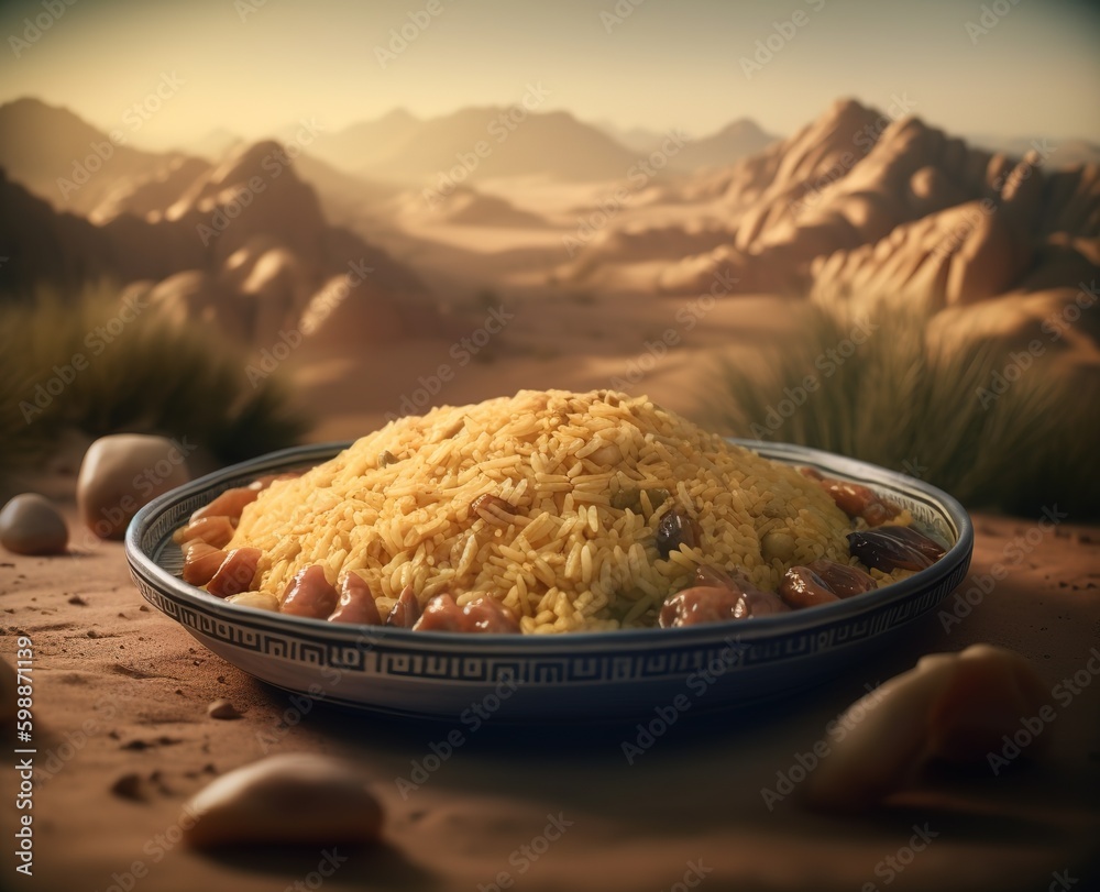 Jordanian mansaf dish, Mansaf a feast dish of lamb in yogurt sauce atop flatbread and a bed of