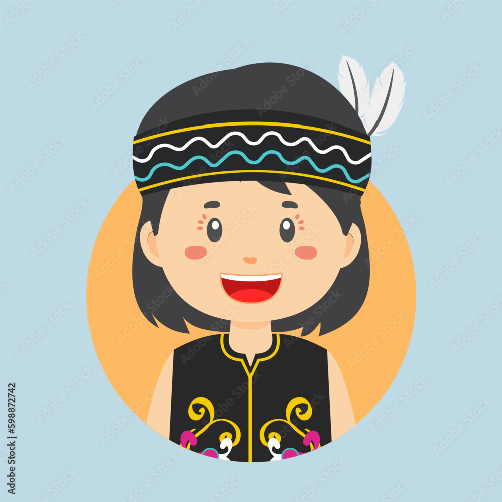 Avatar of a Dayak Indonesian Character Avatar of a Dayak Indonesian Character