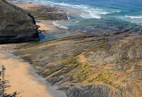 Monte Clerigo beach near Aljezur, unique natural beauty, Southwest Alentejo and Vicentine Coast Natural Park, Algarve, Portugal, Europe