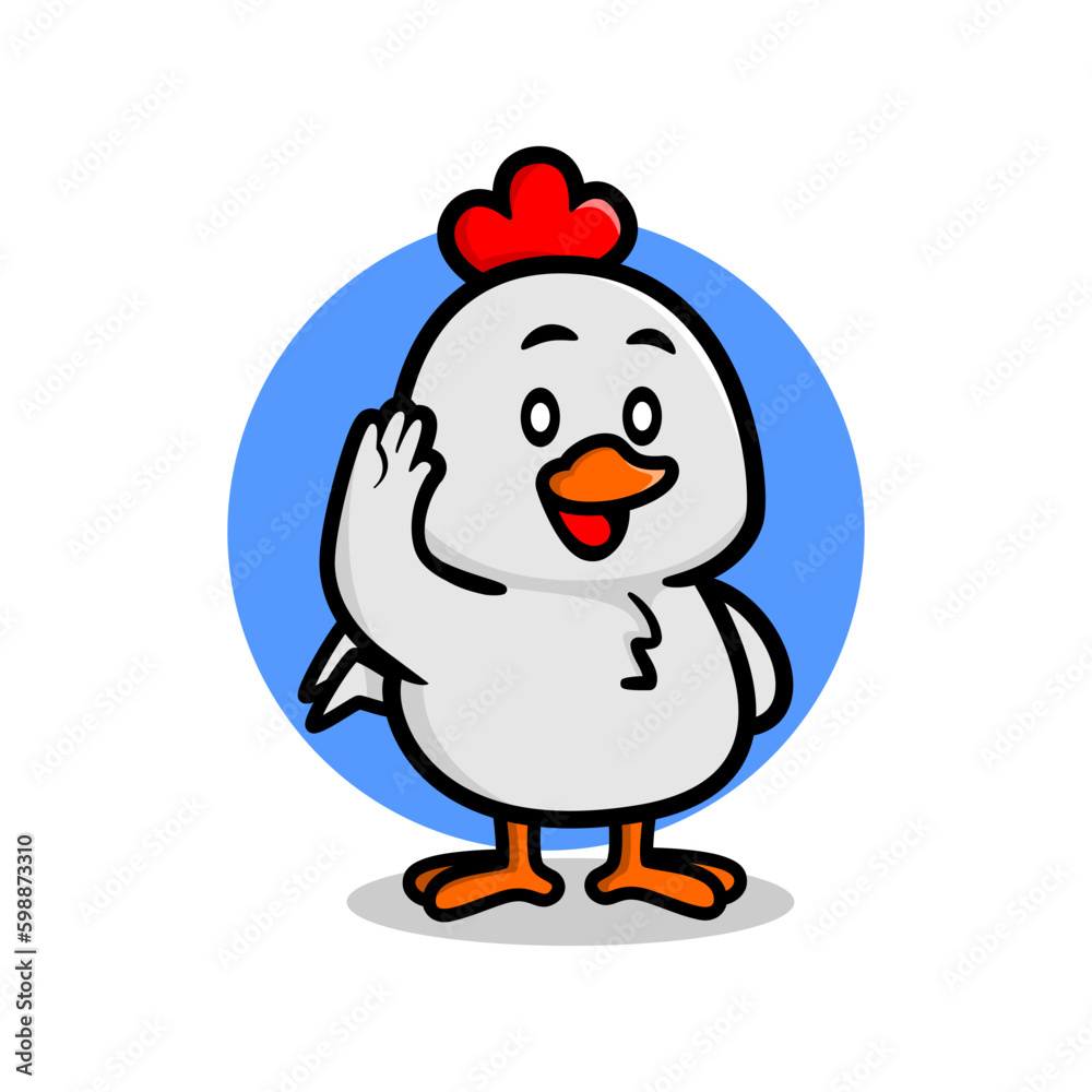 Fototapeta premium cute chicken mascot illustration. kawaii animal vector illustration.