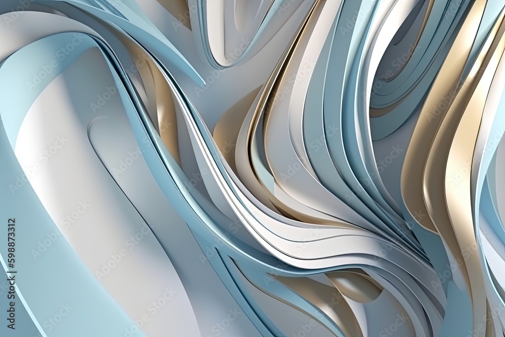 Light Blue gray golden and White background. 3d Abstract wallpaper for print - Generative AI Light Blue gray golden and White background. 3d Abstract wallpaper for print - Generative AI