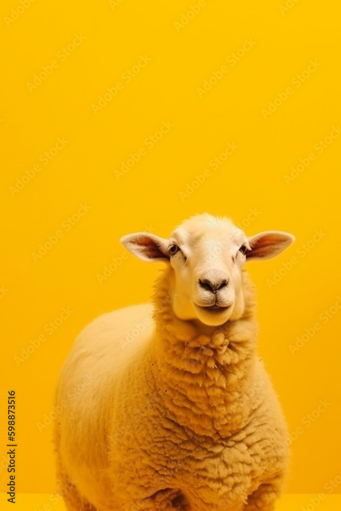 Obraz premium A potrait of cute animal lamb with large empty background. generative ai