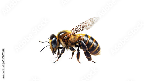 3d rendering of Bee isolated on transparent background, Generative AI © Happymoon