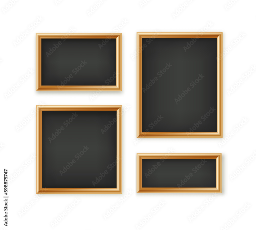 Signboards in a wooden frame hanging . Restaurant menu board. School vector chalkboard, writing surface for text or drawing. Blank advertising or presentation boards. Vector. Signboards in a wooden frame hanging . Restaurant menu board. School vector chalkboard, writing surface for text or drawing. Blank advertising or presentation boards. Vector.