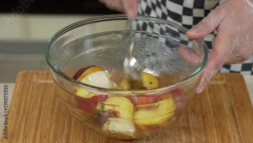 Wallpaper Mural Seasoning fruits and vegetables in a bowl for baking Torontodigital.ca