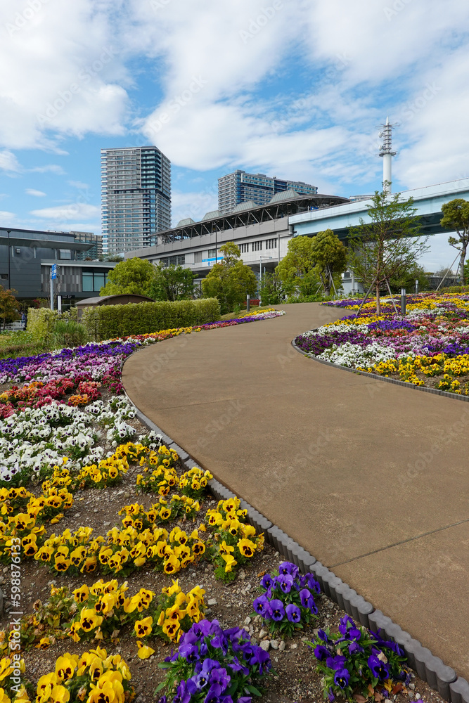 Obraz premium 花の広場・シンボルプロムナード公園(東京都お台場)