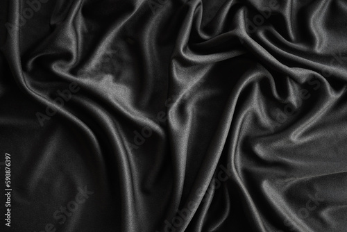 Black background of black shiny cloth texture can be use as background