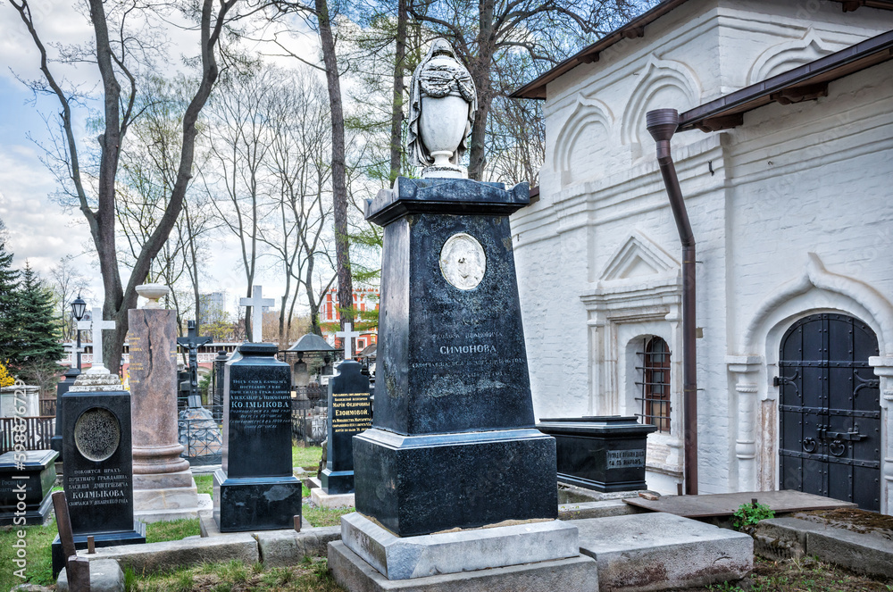 Obraz premium Simonov Fedor Ivanovich, cotton spinning manufacturer, grave, necropolis, Donskoy Monastery, Moscow