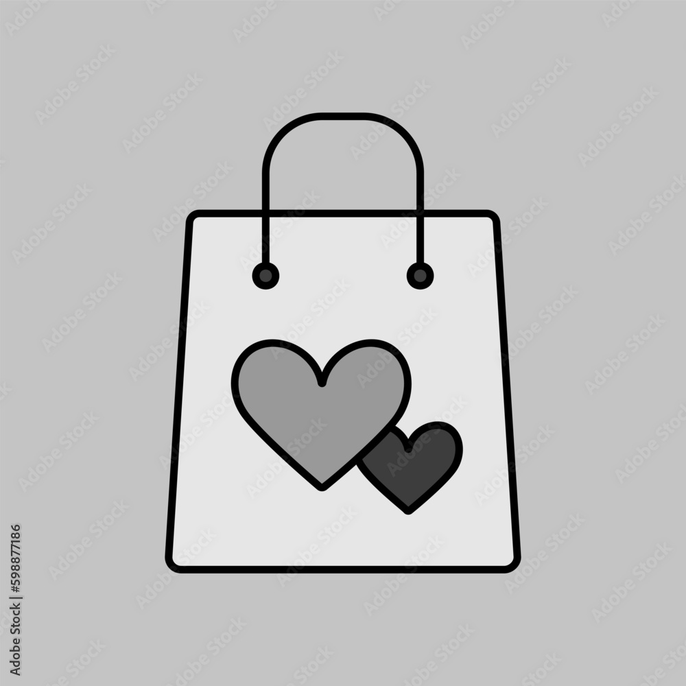 Gist bag with heart vector isolated icon Gist bag with heart vector isolated icon