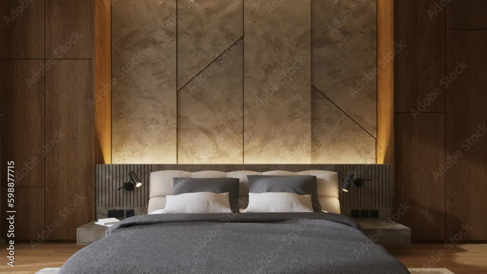 3d rendering mockup modern interior bedroom design and decoration. Luxury Apartment Style.