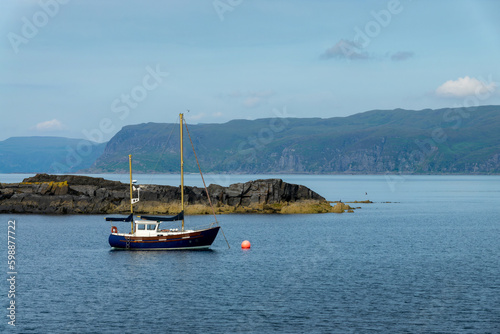 Landscape with a boat, Seil island near Oban, Scotland, UK
