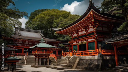 Fushimi Inari Taisha Shrine in Kyoto. Generative Ai © Malika