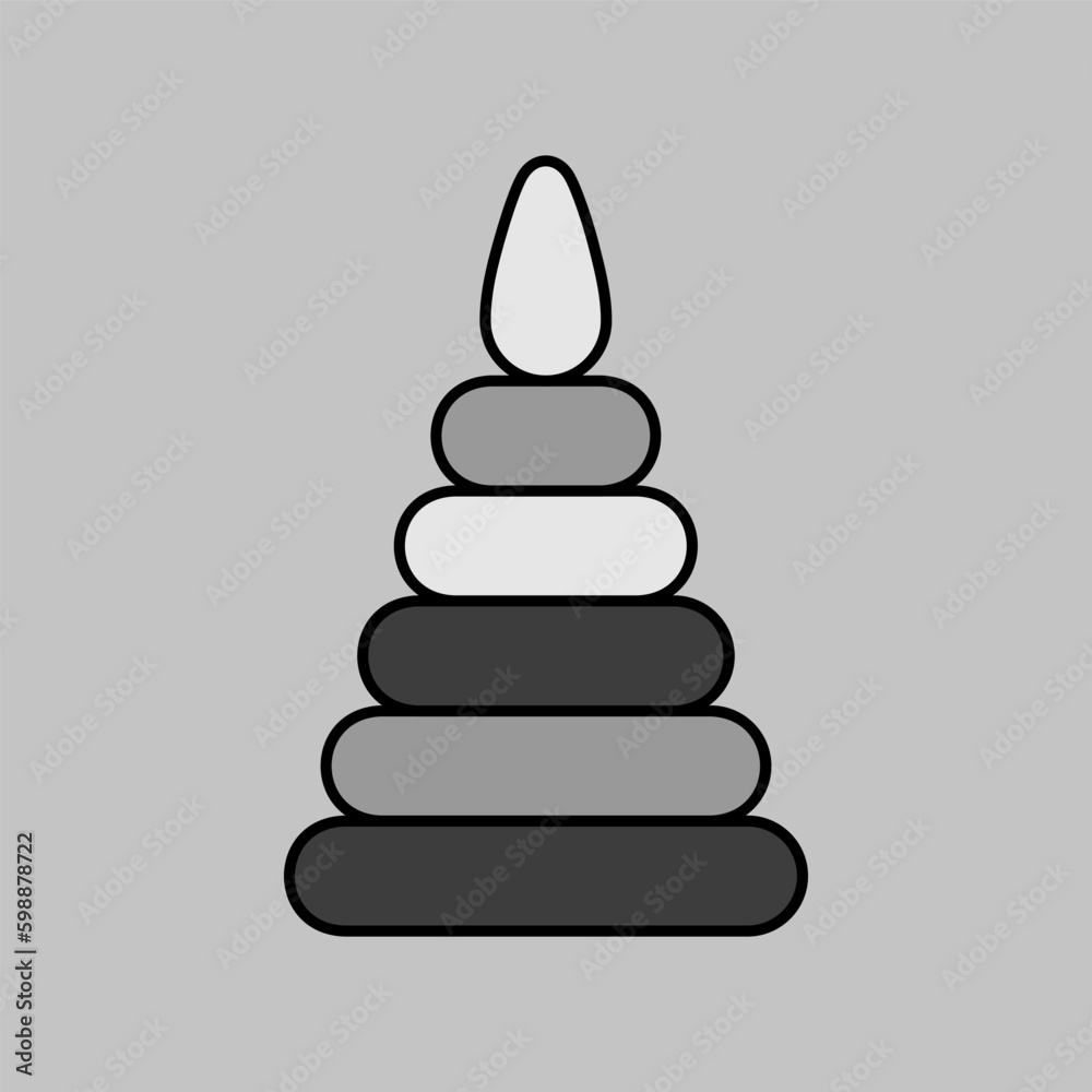 Pyramid toy vector isolated grayscale icon Pyramid toy vector isolated grayscale icon