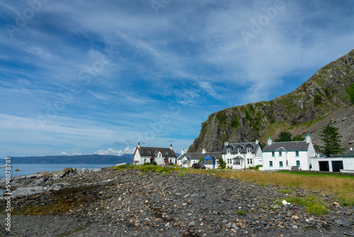 White Scottish houses, Seil island near Oban, Scotland, UK