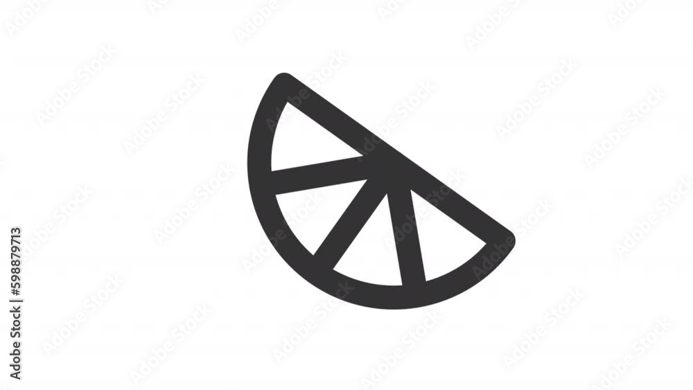 Video „Animated lemon slice line icon. Citrus wedge swaying animation