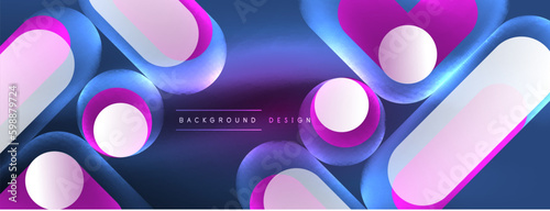 Neon circle abstract background. Template for wallpaper, banner, presentation, background