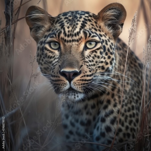 Leopard in natural habitat  generative AI 