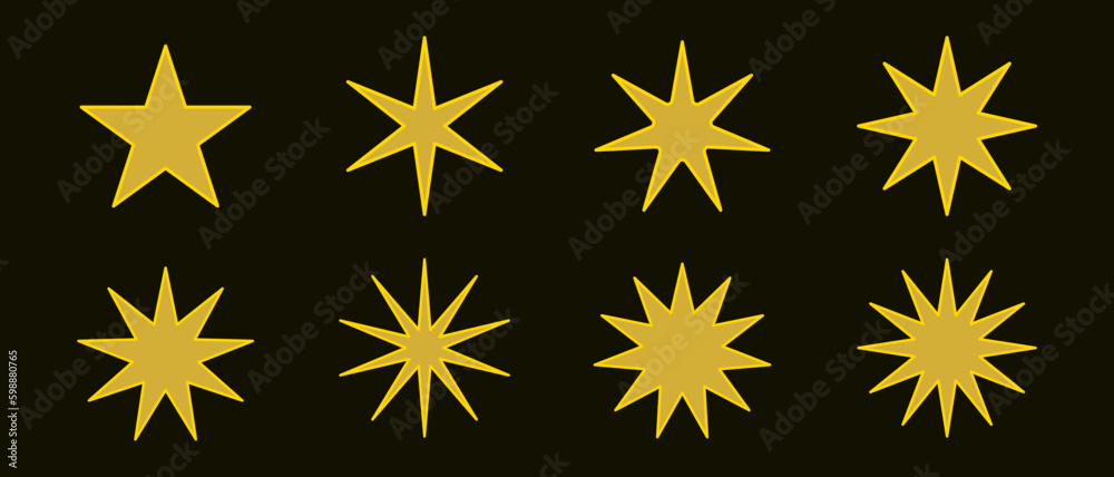 Collection or set of golden stars Collection or set of golden stars