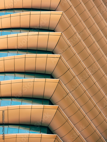 Modern building Bronze facade Steel metal pattern Abstract background 