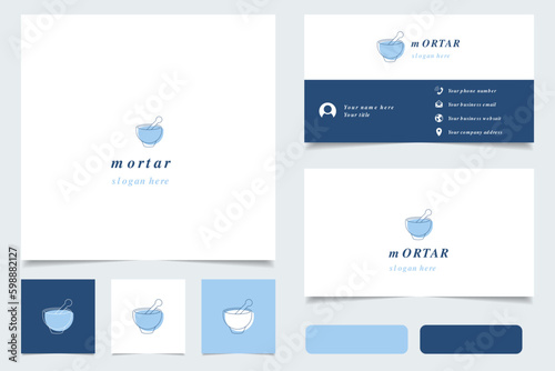 Mortar logo design with editable slogan. Branding book and business card template.