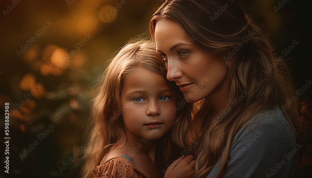 mother and child in bright autumn season, mothers day, womens day, generative ai mother and child in bright autumn season, mothers day, womens day, generative ai