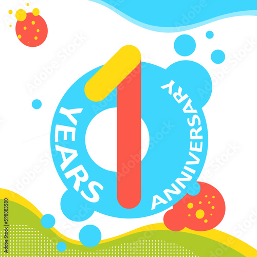 1th years Anniversary logo with colorful abstract background vector design template elements for invitation card and poster your fifth birthday celebration