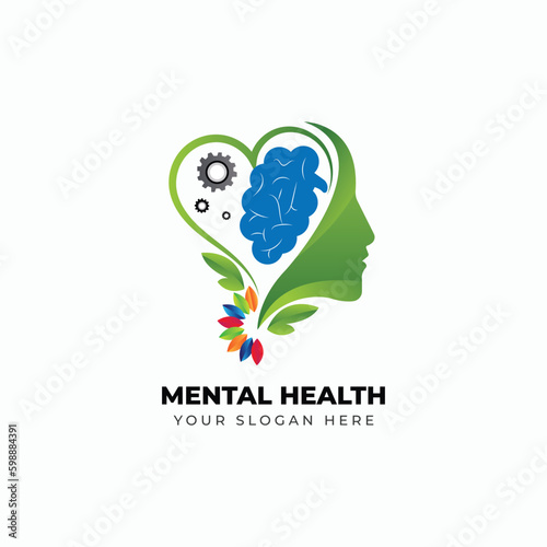 Gradient mental health logo vector template