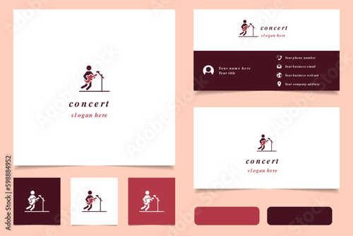 Concert logo design with editable slogan. Branding book and business card template.