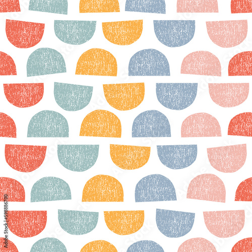 Seamless pattern with boho textured semicircle. Colorful shapes seamless pattern